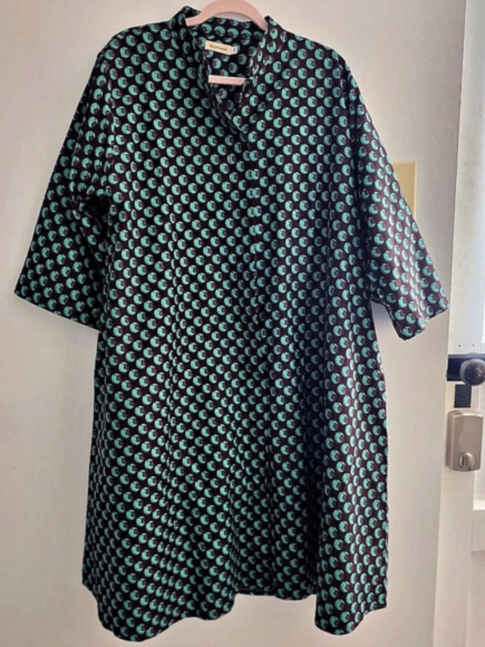 ELISAMAMA Geometric  Dress in Black & Green Size 2XL Like New